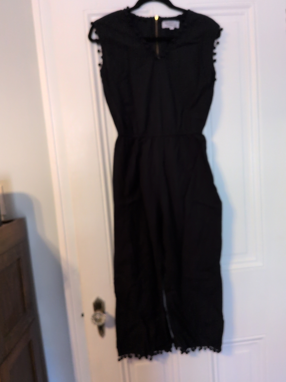 Sleeveless Black Lace-Trim Jumpsuit